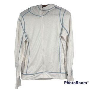 Kuhl zip front hoodie Tencel size Medium white with blue stitching